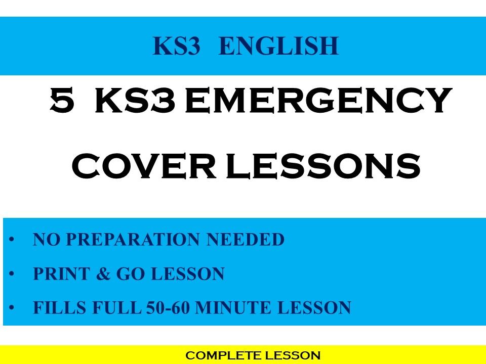 KS3 Emergency Cover Lesson Bundle (5 x 60-Minute No Prep English Lessons)