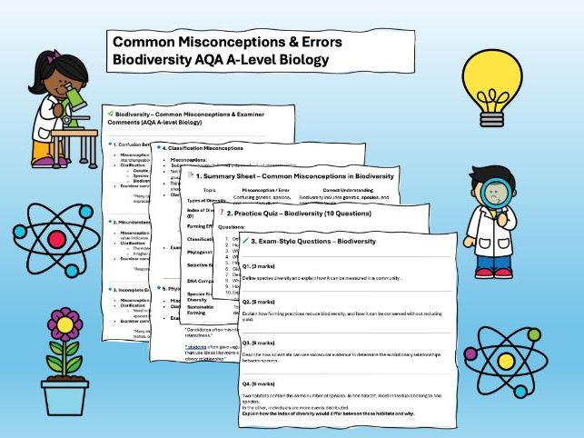 AQA A level Biology Revision Common Misconceptions & Practice Chapter 10 Biodiversity