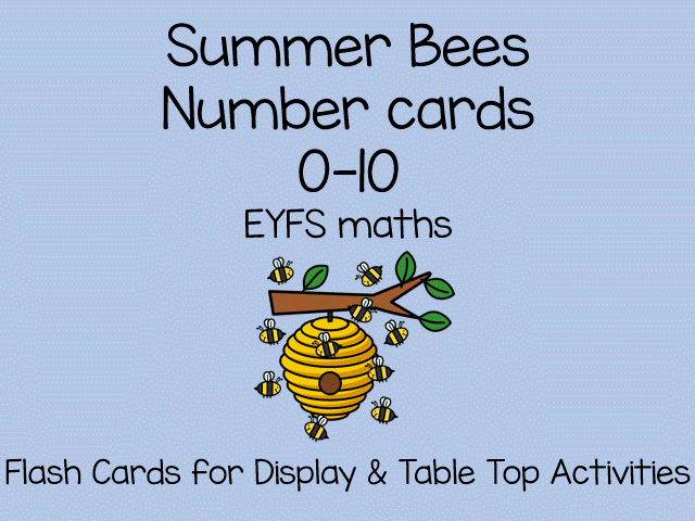 EYFS KS1 Summer Counting Cards (0–10 Bees, Number Recognition Maths Activity)