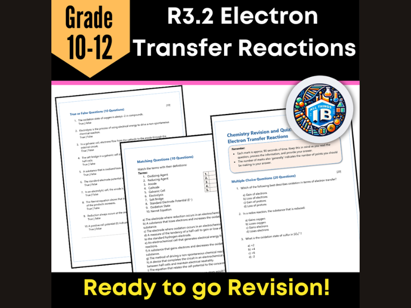 IB DP Chemistry R3.2: Electron Transfer Revision Practice 2026