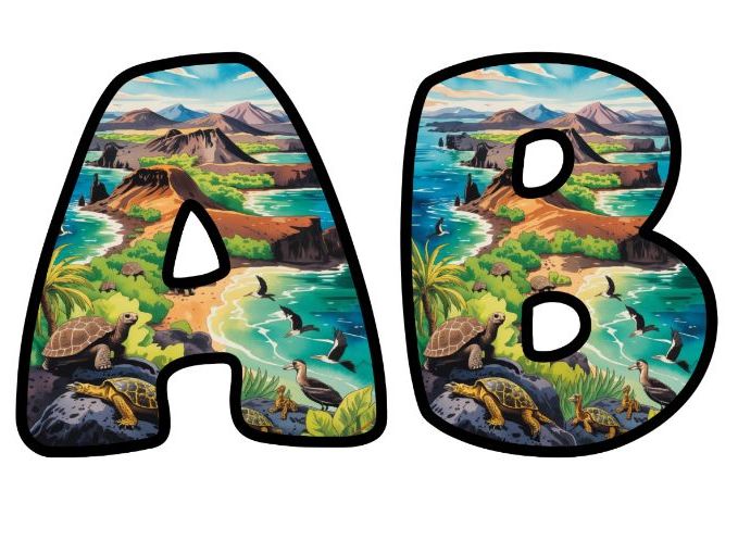 Galapagos Peninsula Alphabet Letters | Classroom Display, A-Z 0-9 and Signs