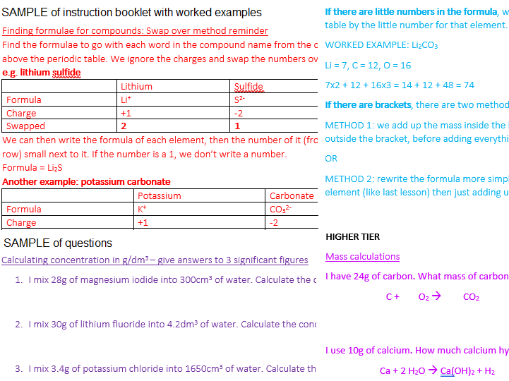 Quantitative chemistry How To Do Calculations booklets