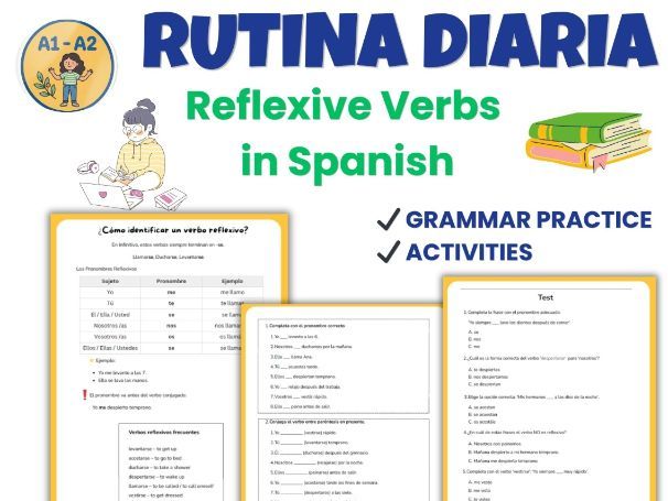 Spanish Daily Routine Worksheets A2 | La Rutina Diaria & Reflexive Verbs