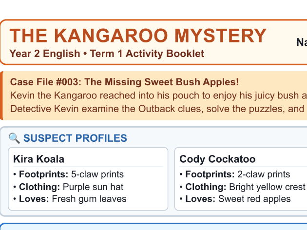 Year 2 Kangaroo Mystery: KS1 Grammar & Writing