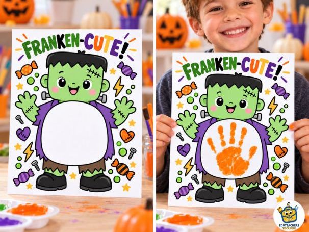 Frankenstein Handprint Craft & Art|Halloween Keepsake for Preschool&Kindergarten