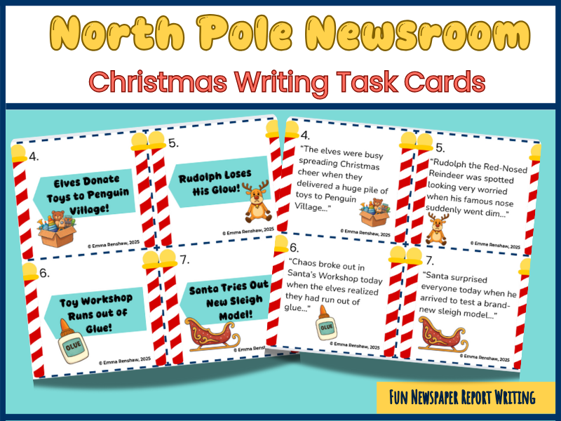 Christmas Newspaper Writing Task Cards KS2