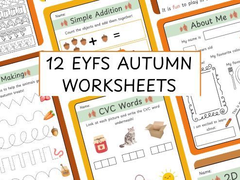 Autumn EYFS & KS1 Workbook | 12 Worksheets + Parent Guide | Phonics, Writing, Maths & Activities