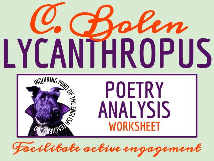 "Lycanthropus" by C. Edgar Bolen Poem Analysis Worksheet | Werewolf and Halloween Poetry