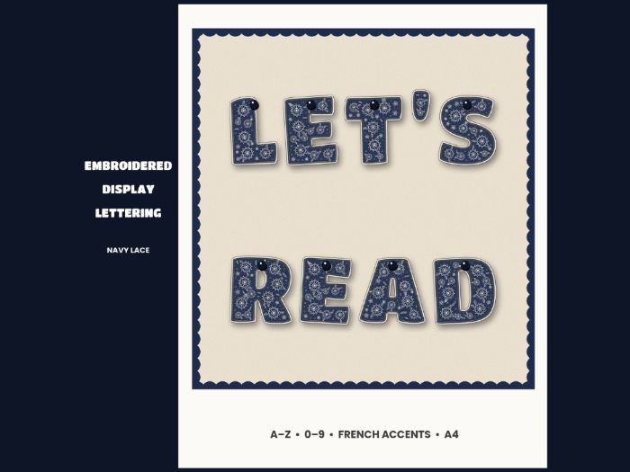 Navy Lace Display Lettering A-Z and 0-9