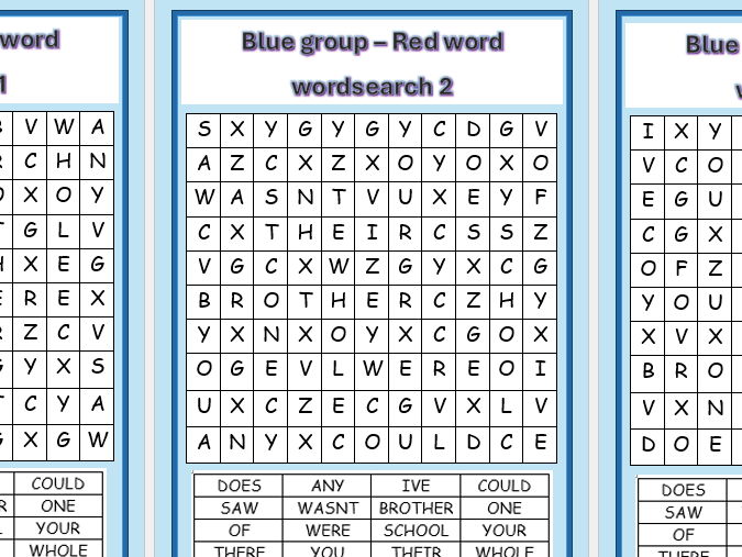 RWI blue group wordsearch (red words)