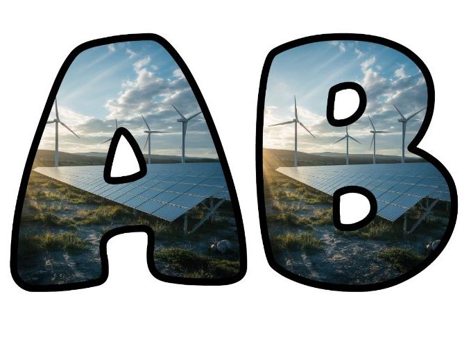 Solar Panels Wind Turbines Energy Themed Lettering Set | Classroom Display | Upper & Lowercase, 0-9