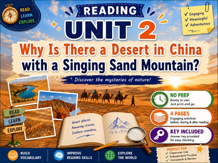China Reading Worksheet|Singing Sand Mountain