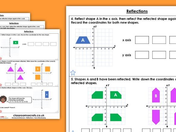 Diagonal reflection worksheet image