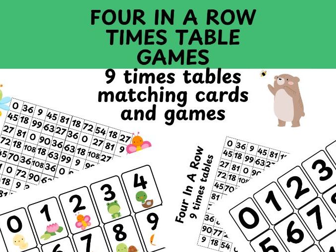 Four in a row multiplication game 9 times table