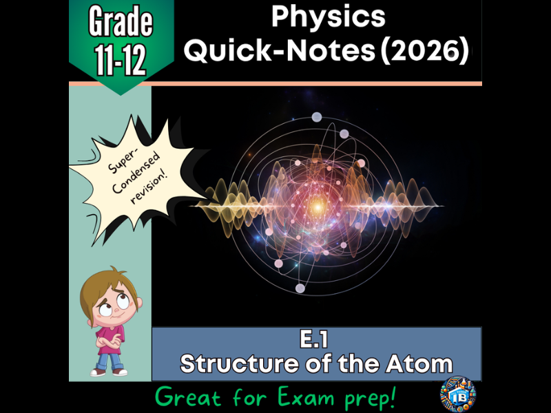 IB DP Physics: E.1 Structure of the Atom – Condensed Topic Revision Notes (2026)