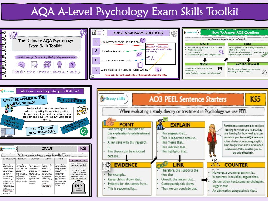 AQA A Level Psychology Exam Skills Teacher Toolkit | BUNG, PEEL, AO2, GRAVE & GRENADE