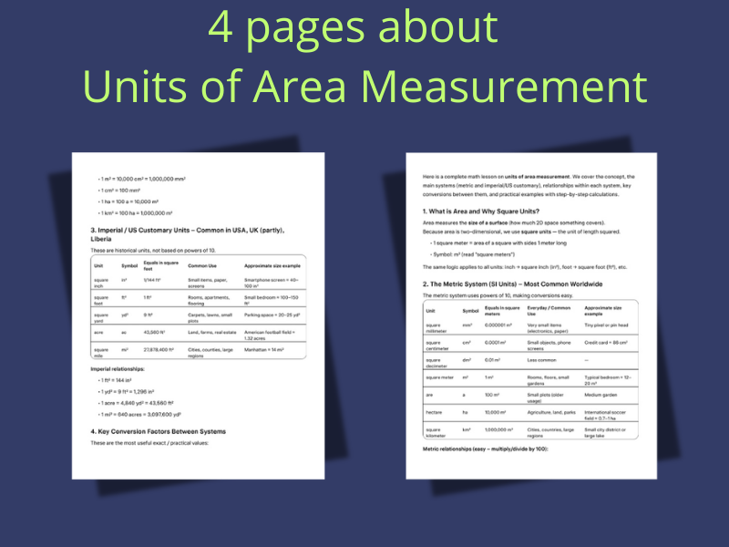 Units of Area Measurement