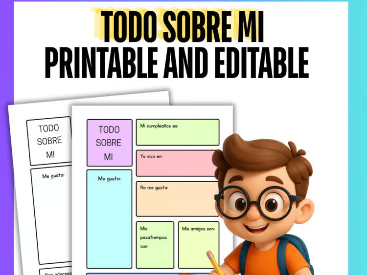 Spanish All about me | Editable Todo sobre mí Back to School Activities