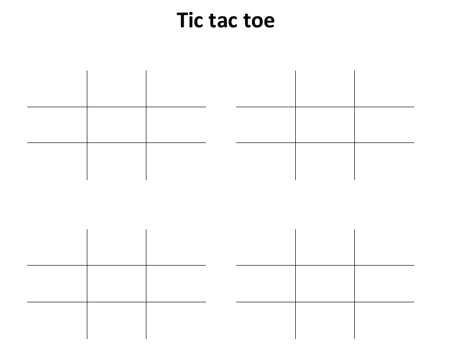 Blank Boards Tic Tac Toe