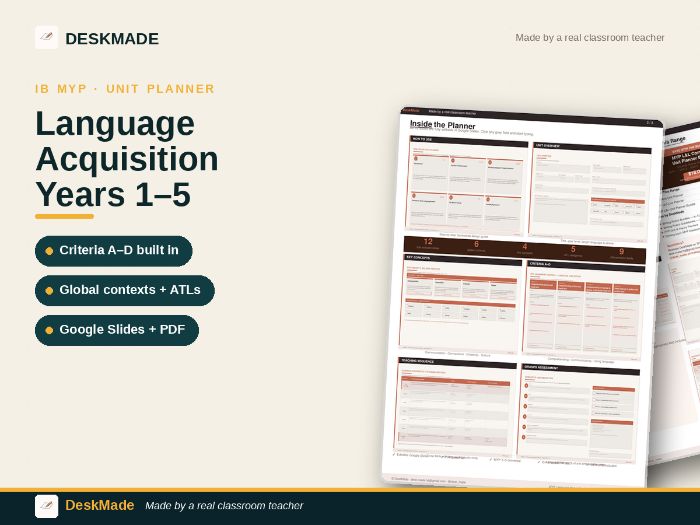 Years 1–5 Language Acquisition Unit Planner | IB MYP | Enhanced MYP 2027
