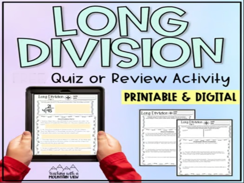 Long Division Quiz or Review Activity