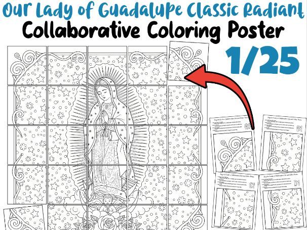 Our Lady of Guadalupe Classic Radiant Collaborative Poster | Religious Coloring Art