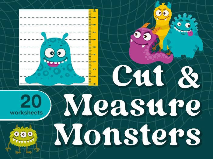 Measurement Worksheets with Ruler, Cut & Measure Monsters, Math Activities