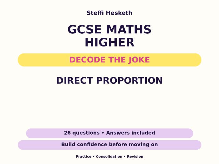 Direct Proportion | GCSE Decode the Joke + Answers