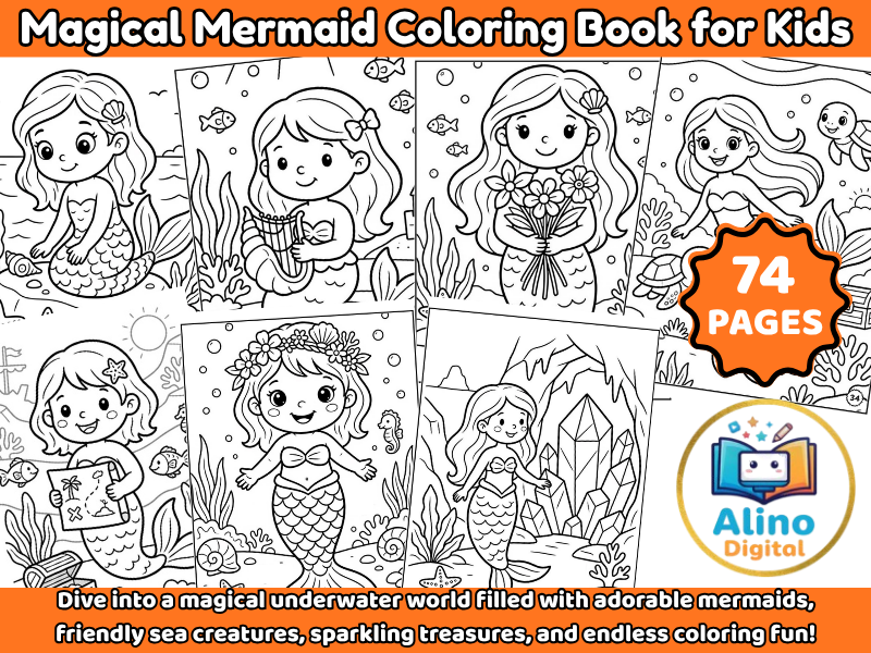 Magical Mermaid Coloring Book for Kids