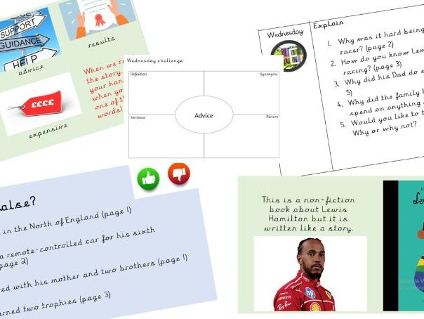 Year 2 Lewis Hamilton VIPERS guided reading planning