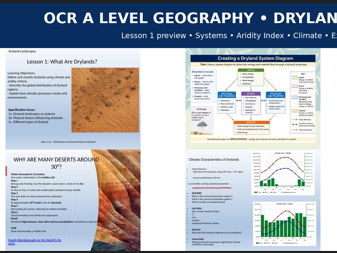 OCR A Level: Dryland Landscapes: Lesson 1 What Are Drylands?