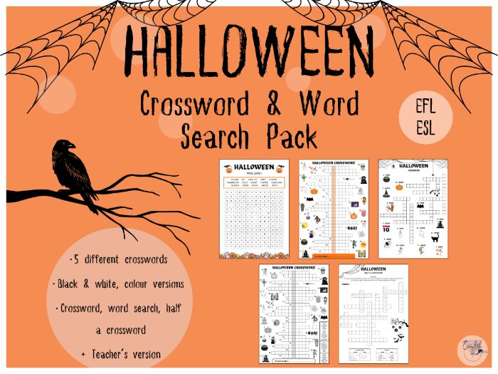 Halloween Crossword & Word Search Pack (EFL/ESL) - printable PDF