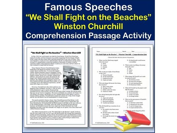 Famous Speeches: “Fight on the Beaches” Winston Churchill | Passage & Activity