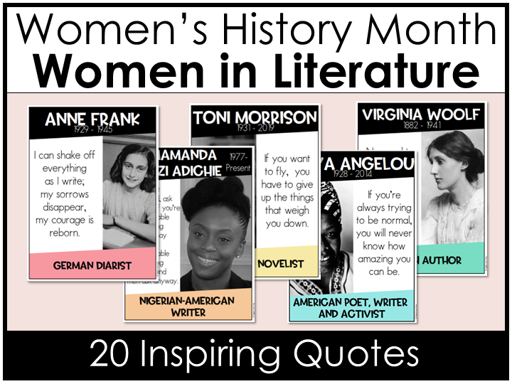 Famous Women in Literature Inspiring Quotes Posters Writers, Authors, Poets