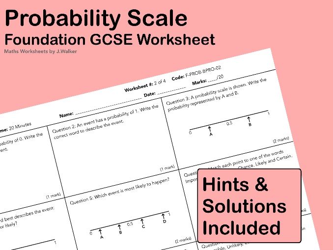 GCSE Maths Worksheet: Probability Scale - Foundation Tier
