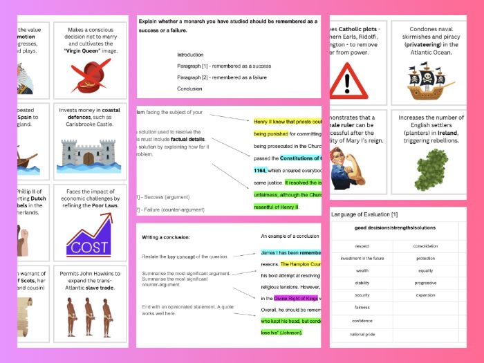Common Entrance Making of the UK/GCSE History - Elizabeth I: Evaluation Essay Planning and Writing
