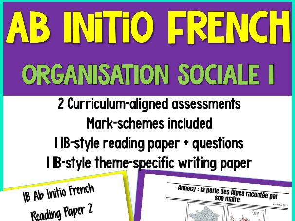 IB French Ab Initio Writing Reading | Organisation Sociale | Exam Prep (1)