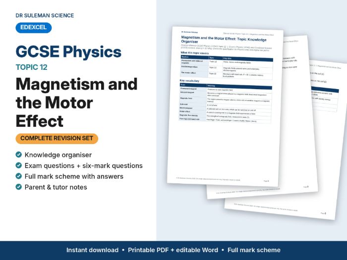Edexcel GCSE Physics Topic 12 Magnetism & the Motor Effect Revision