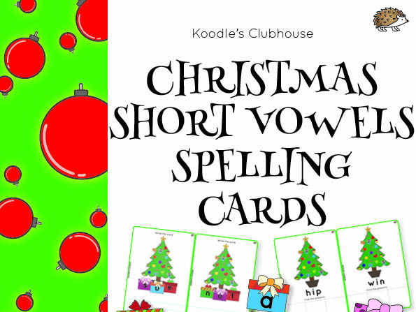 Christmas short vowels spelling cards
