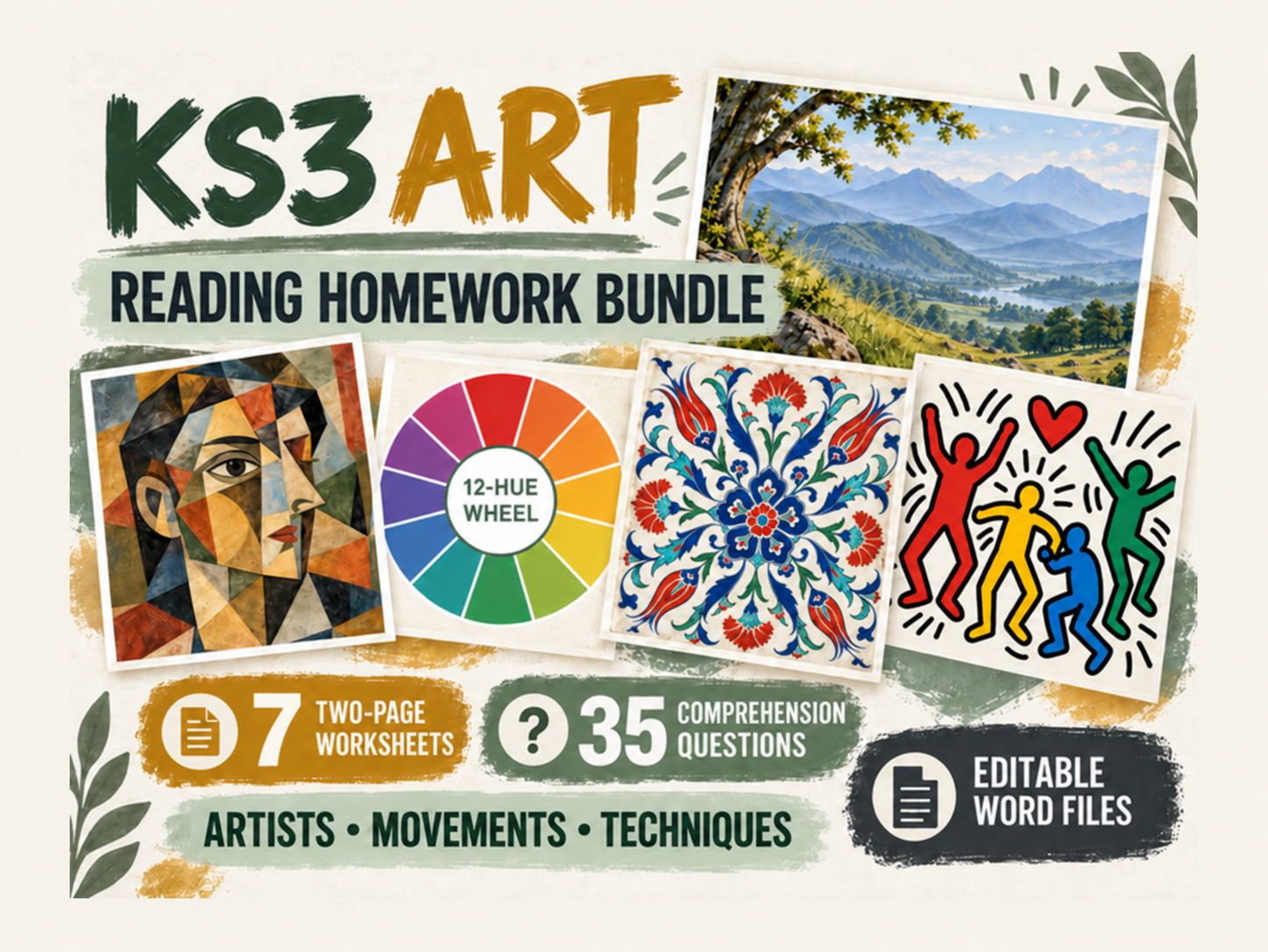 KS3 Art Reading Comprehension Homework Bundle – 7 Editable Worksheets