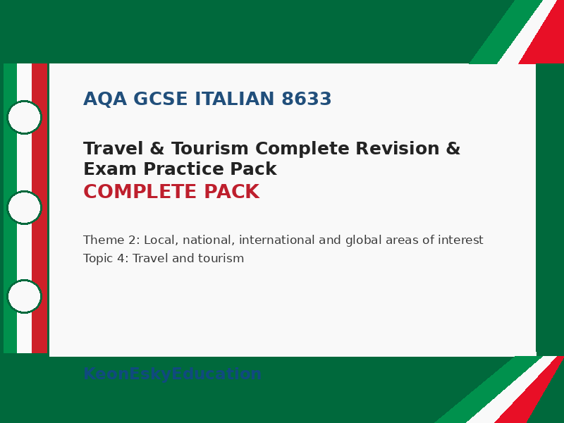 AQA GCSE Italian - Travel & Tourism Complete Revision & Exam Practice Pack