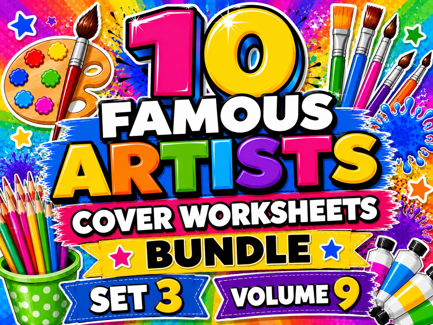 10 Famous Artists Cover Worksheets Bundle Set 3 Volume 9 | KS3 Art Cover Lessons