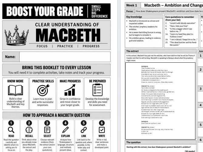 Macbeth 6 week/ lesson intervention booklet