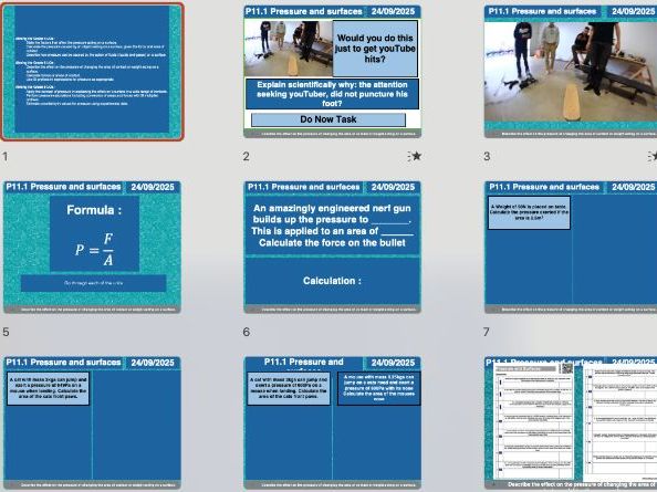AQA GCSE Physics P11.1 – Pressure & Surfaces | Editable Lessons, Worksheets & Answers + Free AI Mark