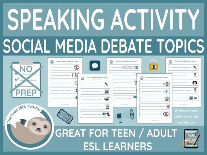 25 ESL Social Media Debate Cards