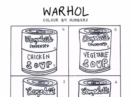 WARHOL Pop Art Colour by Numbers Activity Sheet