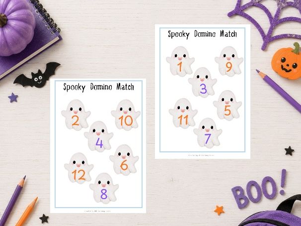 Halloween Number Matching Dominoes | Numbers 1–12 | EYFS, KS1, Pre-K to 1st Grade