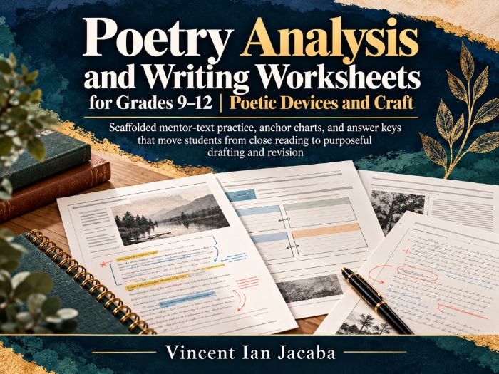 Poetry Analysis and Writing Worksheets Grades 9–12 | Poetic Devices and Craft