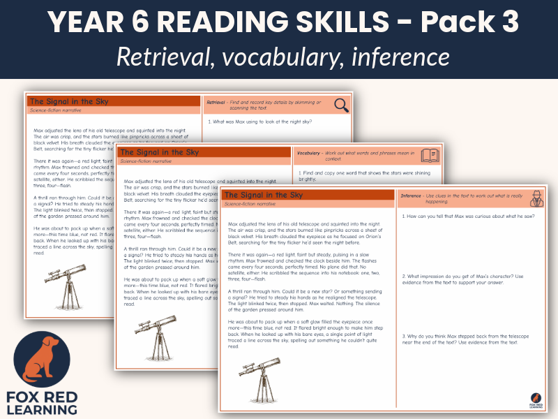 Year 6 Reading Skills Focus – Pack 3: Retrieval, Vocabulary & Inference