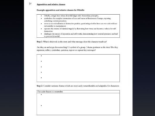 Othello noun appositives and relative clauses